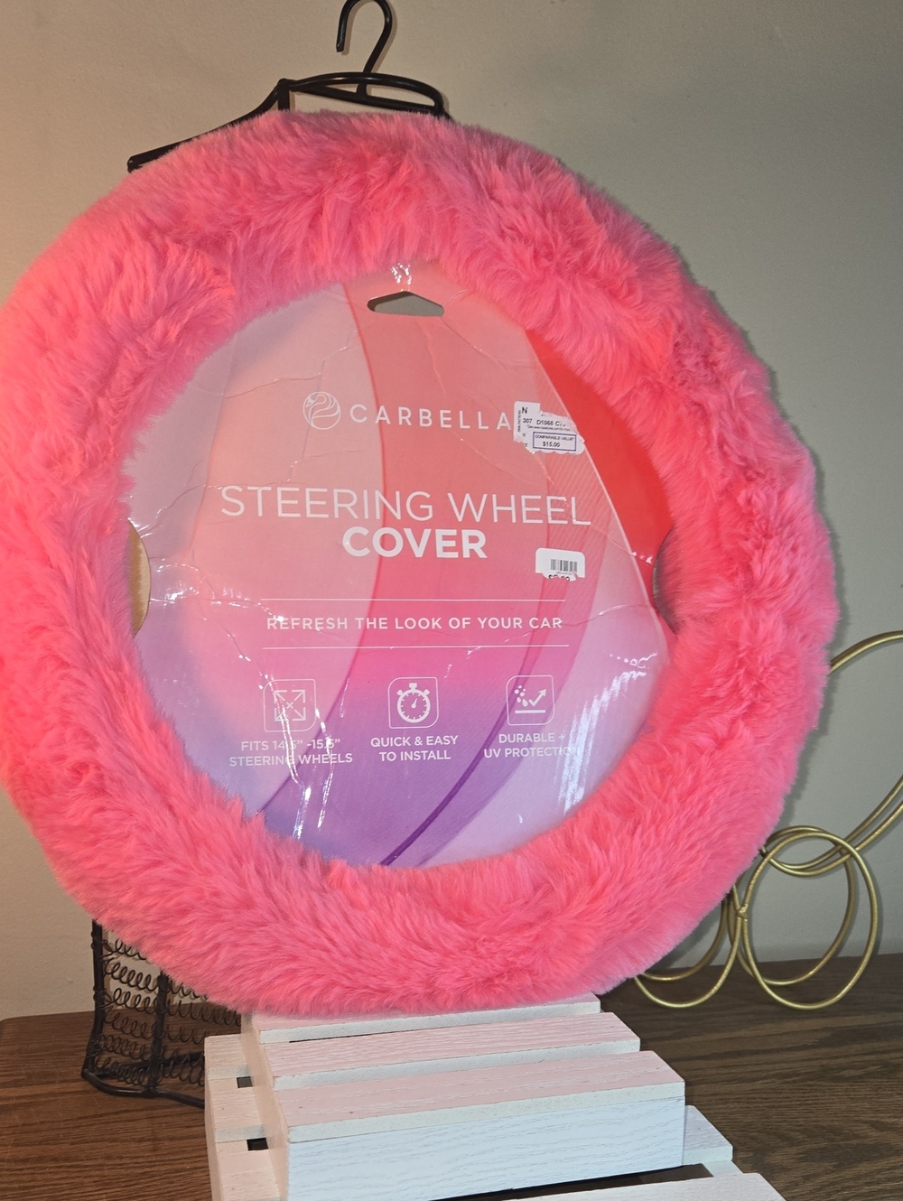Pink Plush Steering Wheel Cover